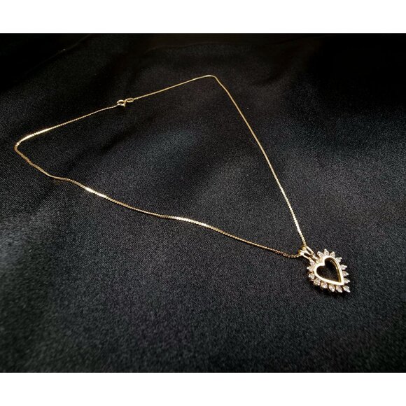 14K Solid Gold Genuine Diamonds Tested Heart Necklace Made In Italy  Elegant Cha - Picture 4 of 6